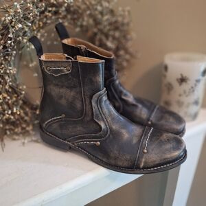 Bed Stu Centrale Bovine Black Leather Boots Studded Moto Distressed Sz US 11